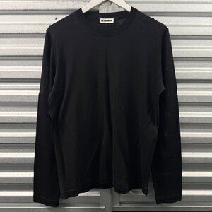 JIL SANDER black wool lightweight classic sweater